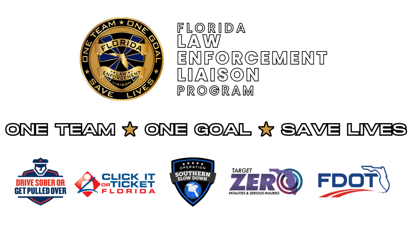 Logos and text promoting Florida traffic safety initiatives.